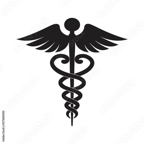 medical icon caduceus rod of hermes silhouette vector art