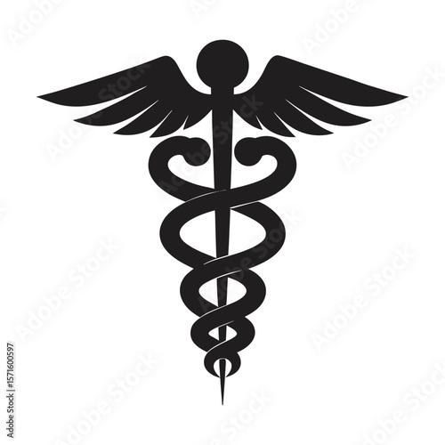 medical icon caduceus rod of hermes silhouette vector art