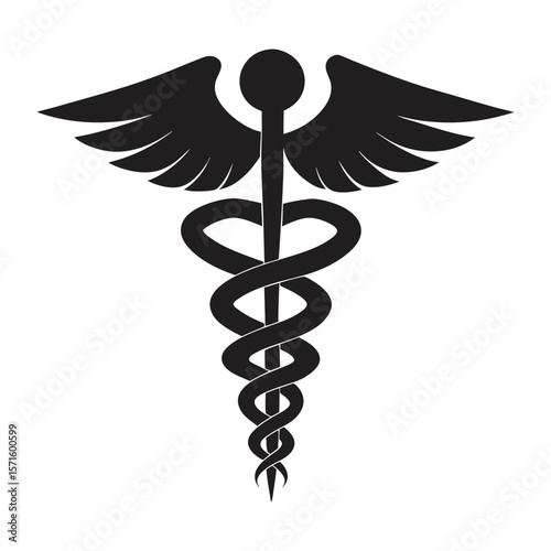 medical icon caduceus rod of hermes silhouette vector art