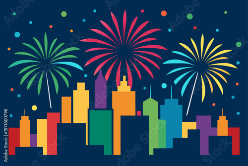 fireworks over city