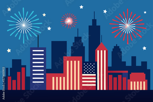 fireworks over city