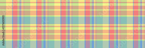 Birthday pattern check seamless, copy space plaid textile background. Diamond fabric vector texture tartan in light coral and yellow colors.