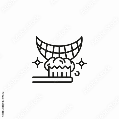 teeth brushing sparkle icon sign vector