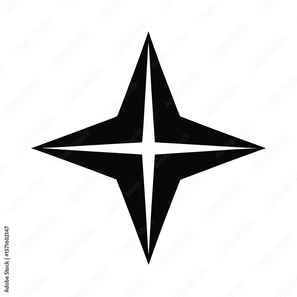 Obraz premium Stylized Four Pointed Star Elongated Icon Vector Illustration