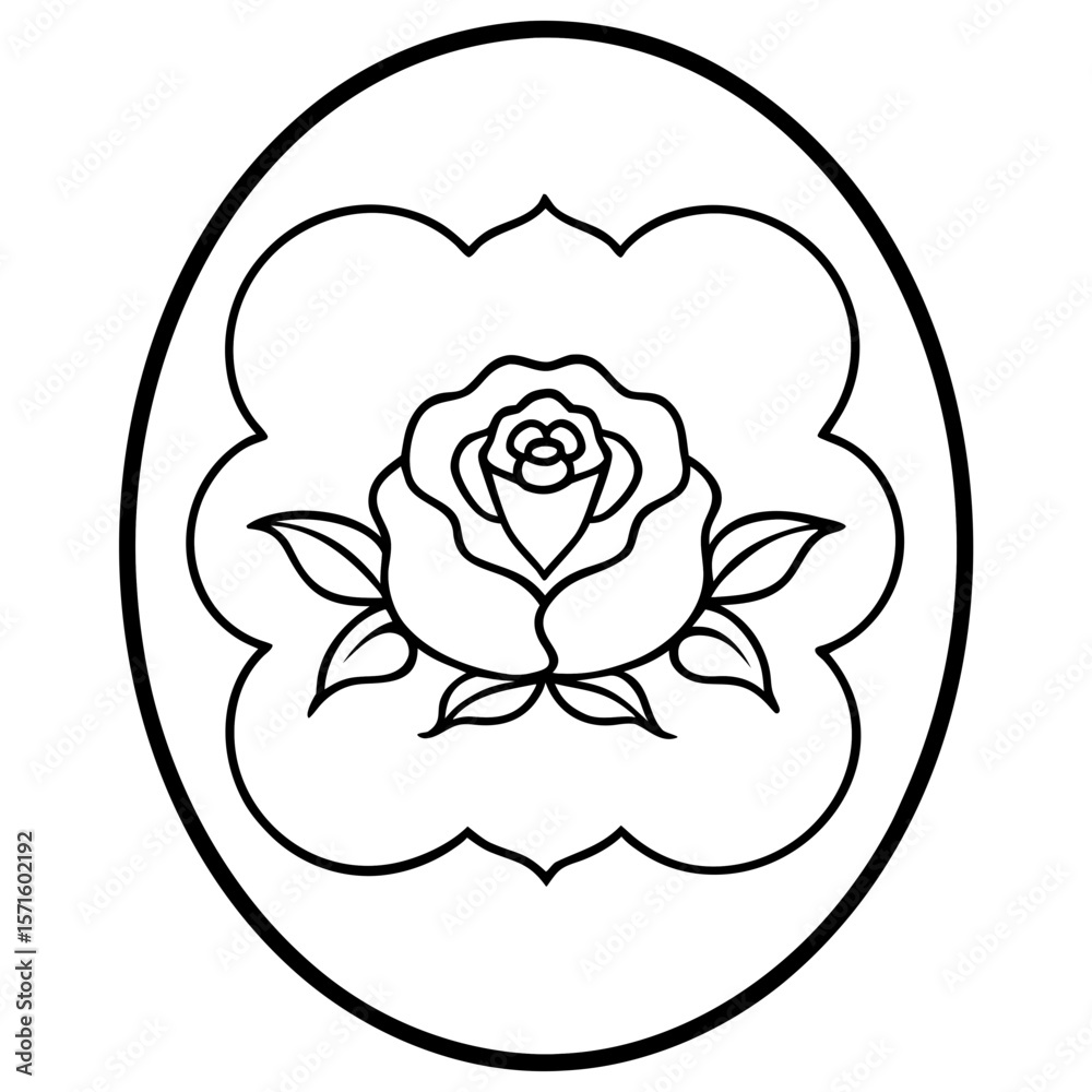Fototapeta premium Oval Rose Frame wedding vector element, perfect for invitations, decor, and digital design. High-quality AI file for creative projects.