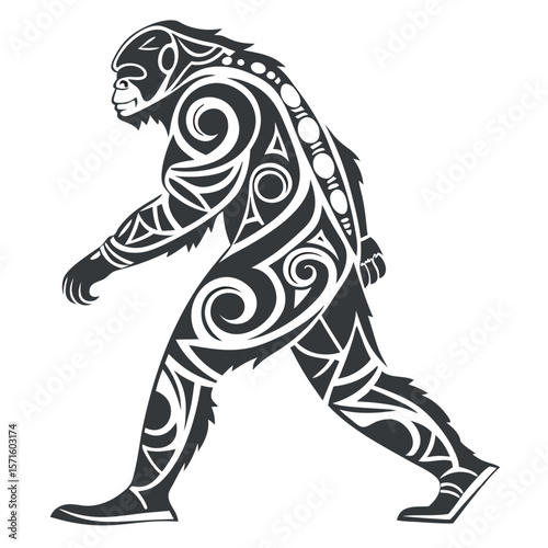 Bigfoot sasquatch tribal tattoo silhouette illustration graphic cryptid legend monster myth