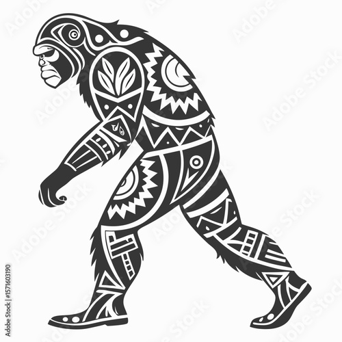 Black and white gorilla tribal tattoo vector illustration artwork design