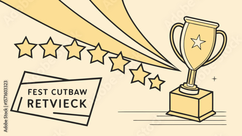 Award winning trophy illustration with stars for best performance vector graphic and design element