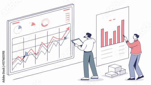 Analyzing business performance and growth strategy with financial data charts and graphs for success
