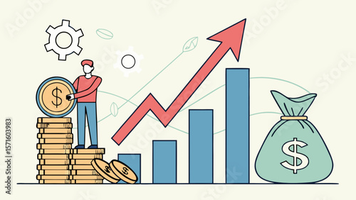 Investment growth strategy financial planning money management and wealth accumulation concept illustration
