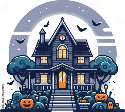 Spooky Halloween House Vector Clipart Design