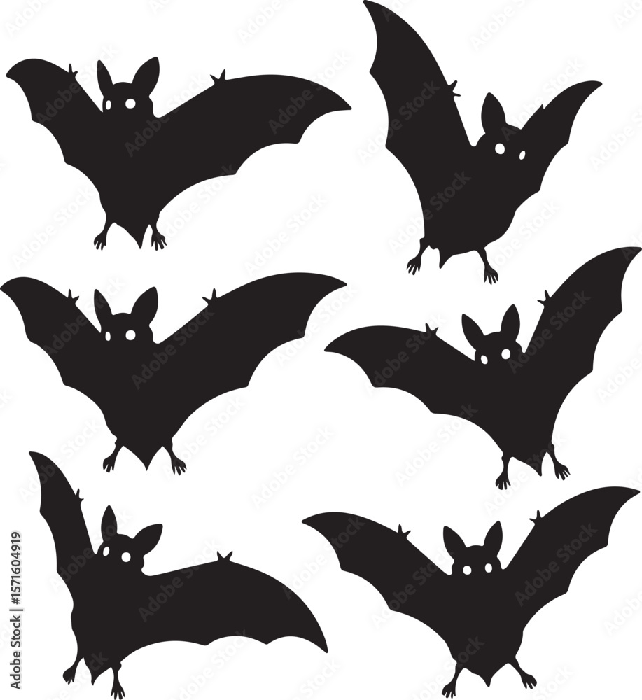 Naklejka premium Bats Silhouette Vector set, Halloween vector icon set