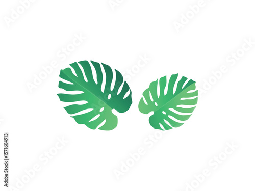 Watercolor Tropical Leaves silhouettes isolated on white background leaves The green leaves
