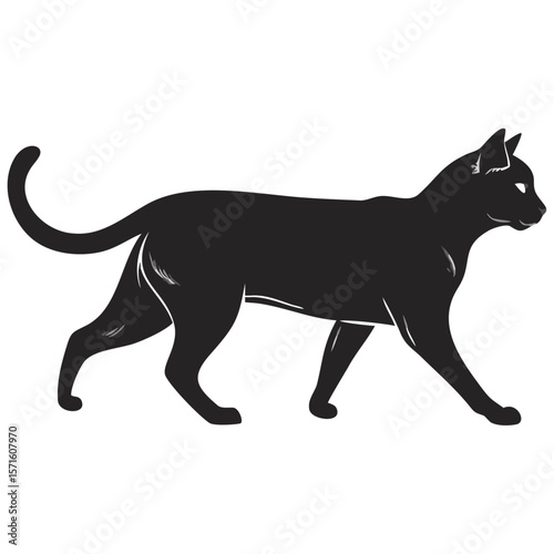 Silhouette of Walking Cat – Elegant Pet Vector Design
