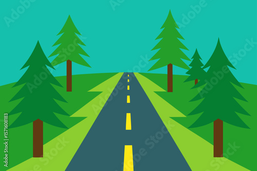 Clean Vector Of Forest Clearing With Straight Road