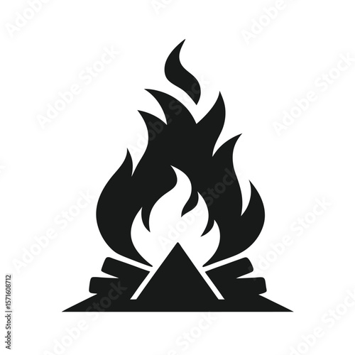 roaring bonfire with exaggerated flames vector illustration