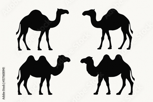Minimalist Camel Silhouette Vector Pack - Desert Animals on White Background
