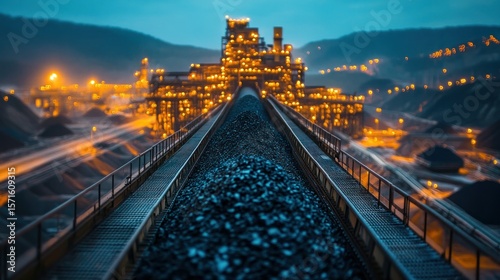 Industrial mining facility at twilight