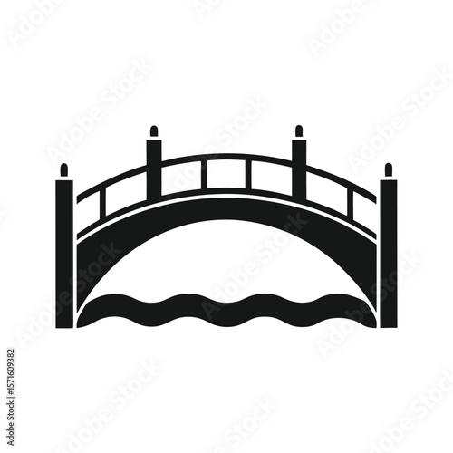 simple beam bridge spanning over water vector image