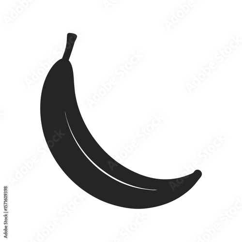 Single Black Silhouette Banana Icon, Minimalist, Simple, and Clean Vector Graphic Design.
