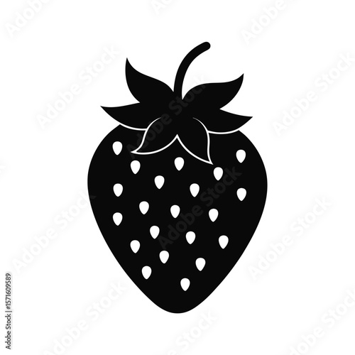 Bold Black Silhouette Strawberry Icon, Simple, Clean, and Modern Graphic Design for Food, Health, and Branding Projects.
