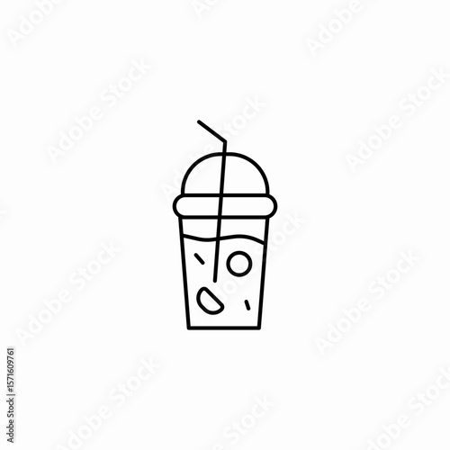 cold beverage straw icon sign vector