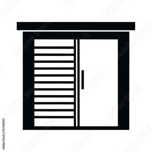sliding door with horizontal grooves vector image on white background