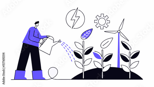 Man Watering Flowers Gardening and Plant Care Vector Illustration
Gardener Man Watering Plants and Flowers Outdoor Nature Vector Design