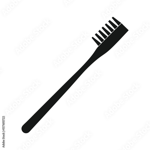 Simple Black Toothbrush Icon, Minimalist Vector Graphic for Dental Hygiene, Oral Care, and Cleanliness Concepts.