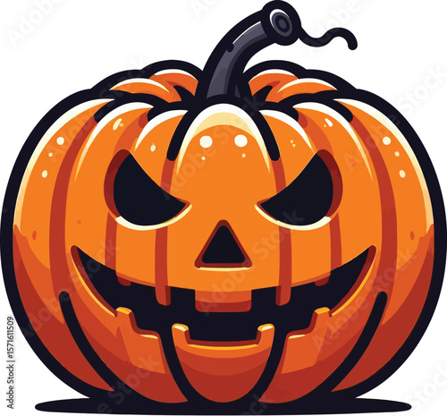 High-Resolution Halloween Pumpkin Vector Clipart on a Clean White Background