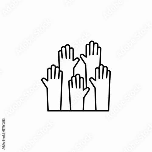 raised hands group icon sign vector