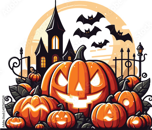 High-Resolution Halloween Pumpkin Vector Clipart on a Clean White Background