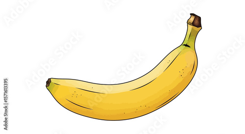 A single, ripe banana is illustrated against a clean, white background.