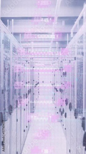Animation shows interference in servers highlighting global digital connections.