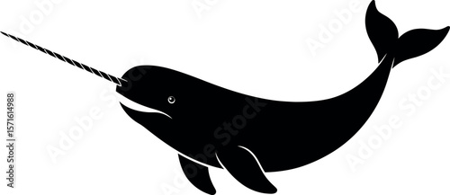 Narwhals silhouette on white background