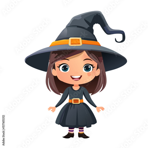 Cartoon Witch Character – Vector Illustration on White Background for Halloween and Fantasy-Themed Designs

