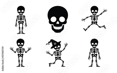 Halloween skeleton illustration set