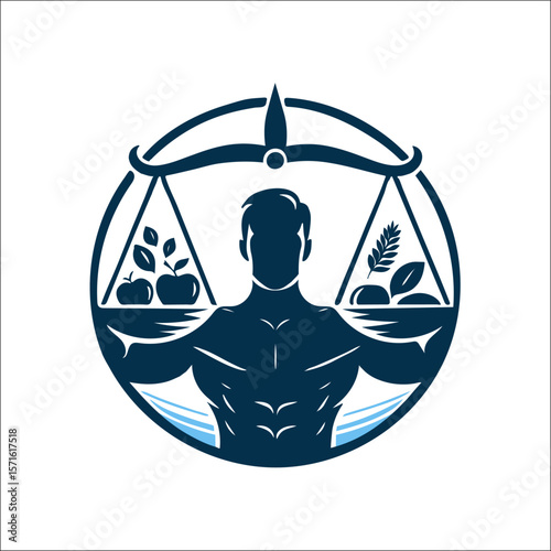 dark-toned emblem portrays a muscular man symbolizing a healthy lifestyle