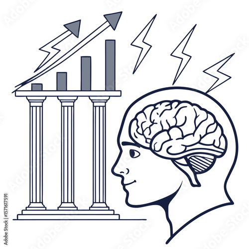 Brainpower growth concept showing business success with brainstorming and progress