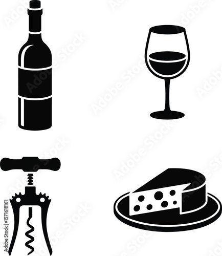 Wine and Cheese Icons 
