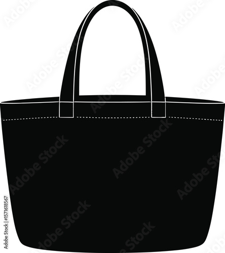 Black Tote Bag Silhouette Vector Illustration - Simple Shopping Handbag Icon