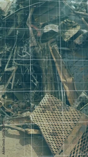 Animation of financial data processing over landfill