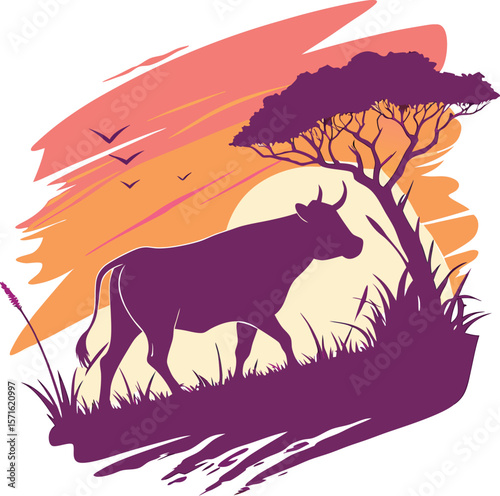 Aggressive Black Bull Charging Forward

