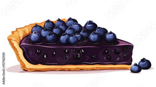 Blueberry Pie Cake Cut Out Vector Illustration for Bakery Design Elements