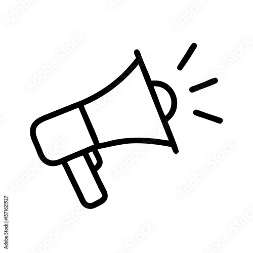 Minimalist megaphone icon on white background