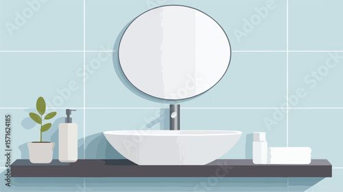 Modern Ceramic Bathroom Sink and Mirror Design for Interior Decor