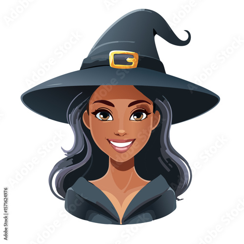 Cartoon Witch Character – Vector Illustration on White Background for Halloween and Fantasy-Themed Designs

