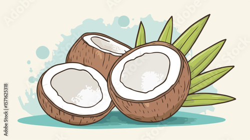 Coconut Oil Doodle Vector Illustration for Health and Beauty Products