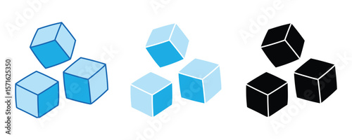 Ice cube stack icon set vector isolated on white background