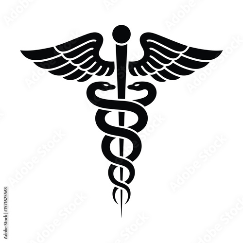 Black and white caduceus vector illustration

